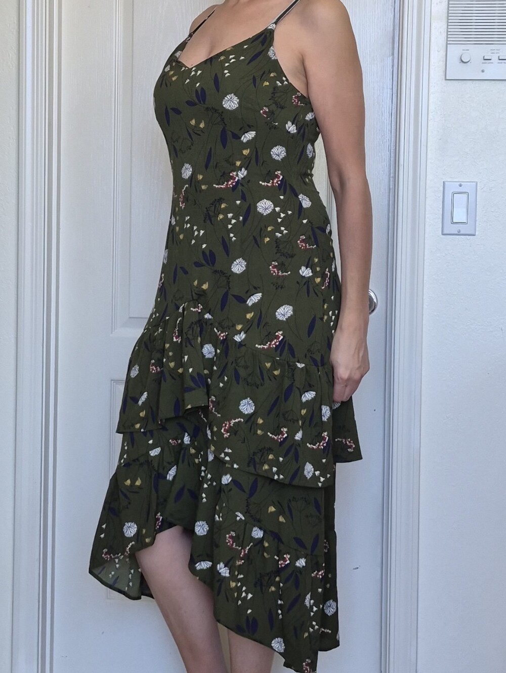 AX Paris Two Tier Ruffle Bottom, Floral Print Dress Sz 12